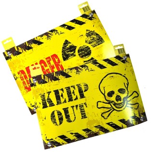 DEKORAČN&Iacute; CEDULE NA DVEŘE - "DANGER" / "KEEP OUT" (12 ks)
