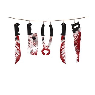 HALLOWEENSK&Aacute; DEKORAČN&Iacute; GIRLANDA S KRVAV&Yacute;MI NOŽI &ndash; 180 CM (6ks)