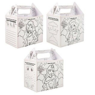 Dětsk&eacute; J&iacute;deln&iacute; Boxy Princezny k Vybarven&iacute; - 14 x 9,5 x 18 cm (24 ks)