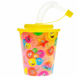 Kelímek s brčkem / Kelímek na zmrzlinu – Smiley, 250 ml (12 ks)