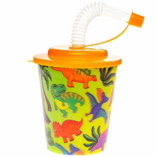 Dinosaurus Kelímek na pití/zmrzlinu s brčkem - 250ml (12 ks)