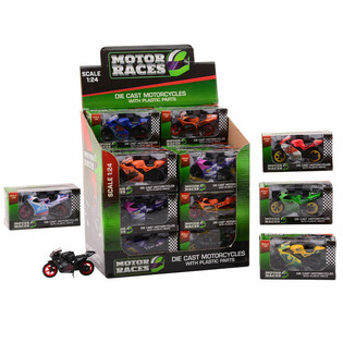 MOTOCYKL SUPER SPORT DIE CAST, MĚŘ&Iacute;TKO 1:24 V DISPLEJI (24 ks)