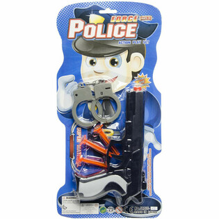 POLICEJN&Iacute; SET NA KARTĚ - PISTOLE SE 3 PŘ&Iacute;SAVKAMI A POUTA (6 ks)