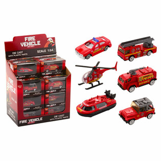 DIE CAST - MIX HASIČSK&Yacute;CH VOZIDEL - MĚŘ&Iacute;TKO 1:64 - V DISPLAYI (24 ks)