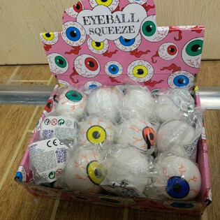 Mačkac&iacute; m&iacute;ček Squeeze Eyeball v displeji (12 ks)