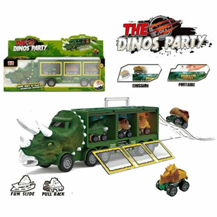 DINOSAURUS N&Aacute;KLAĎ&Aacute;K SE 3x DINO AUTY - HERN&Iacute; SET VE VELK&Eacute;M D&Aacute;RKOV&Eacute;M BALEN&Iacute;