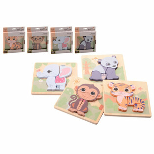 JOUECO - THE WILDIES FAMILY MIX DŘEVĚN&Eacute; PUZZLE - Od 12 měs&iacute;ců (12 ks)