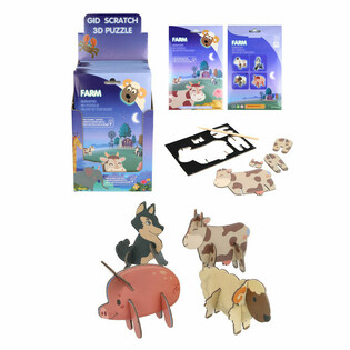 SCRATCH 3D PUZZLE - ZV&Iacute;Ř&Aacute;TKA Z FARMY DISPLAY (18 kusů)