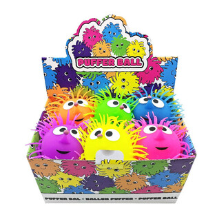 PUFFER M&Iacute;ČEK S OČIMA - 13CM - V DISPLAYI (12ks)