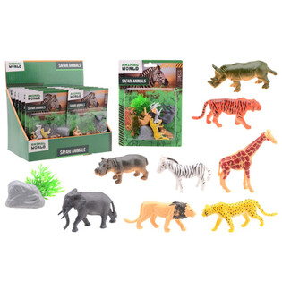 ANIMAL WORLD - SAFARI SADA ZV&Iacute;ŘAT 10D&Iacute;LN&Aacute; NA KARTĚ - V DISPLEJI (12 ks)