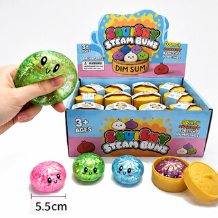 RAGE - Squishy GLITTER Bun Dumplings MAL&Yacute; (Rozměry 5.5 x 5.5 x 3 cm) - Viral 2026 Fidget Toy (24 ks)