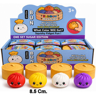 RAGE - Squishy SUGAR EDITION Bun Dumplings VELK&Yacute; (8.5 x 8.5 x 4.8 cm) - Viral 2026 Fidget Toy (12 ks)