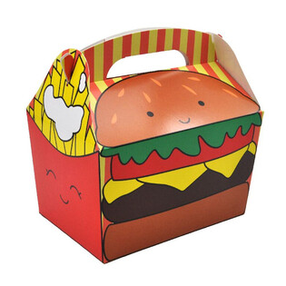 MENUBOX MODEL: HAMBURGER & HRANOLKY - Rozměry 18.5x12x19 CM - FOODBOX - KIDSBOX (24 ks)