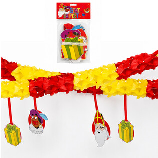 Girlanda Sinterklaas a Piet se Z&aacute;věsy - 4 m (6 ks)