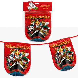 SINTERKLAAS - VLAJEČKOV&Aacute; GIRLANDA &bdquo;WELKOM SINTERKLAAS&ldquo; - D&Eacute;LKA: 10 Metrů (6 ks)
