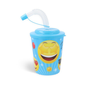 Kelímek na pití / Pohár na zmrzlinu s brčkem - Smiley (12 ks)