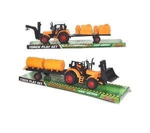 Hračkov&yacute; traktor s př&iacute;věsem na blistru (2 ks)